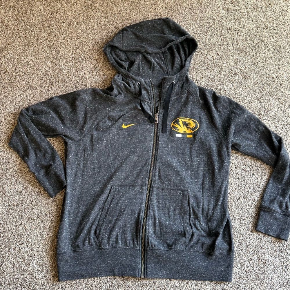 Nike Full Zip up Hoodie Missouri Tigers Mizzou Women’s XL Gray Lightweight